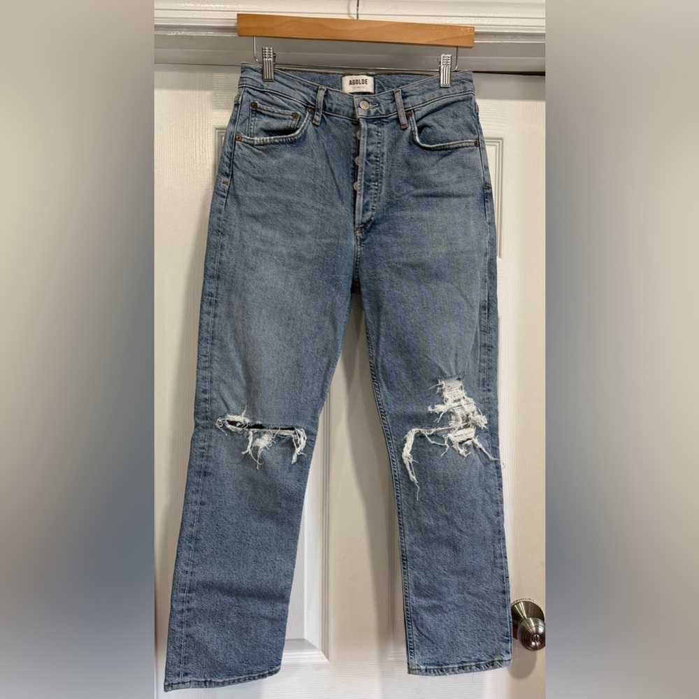Agolde Light Blue Ripped Boyfriend Jeans